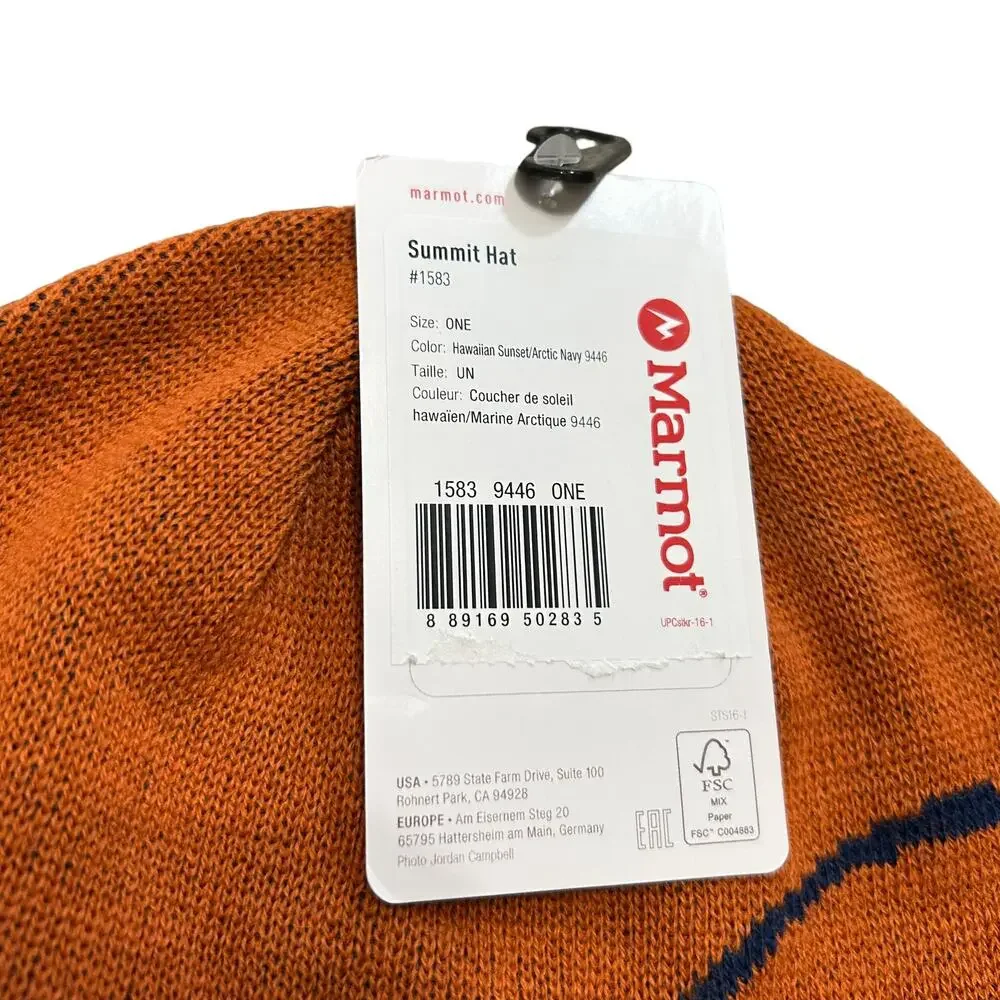 Marmot Summit Hat NWT Men's OS Hawaiian Sunset Arctic Navy Adventure Logo